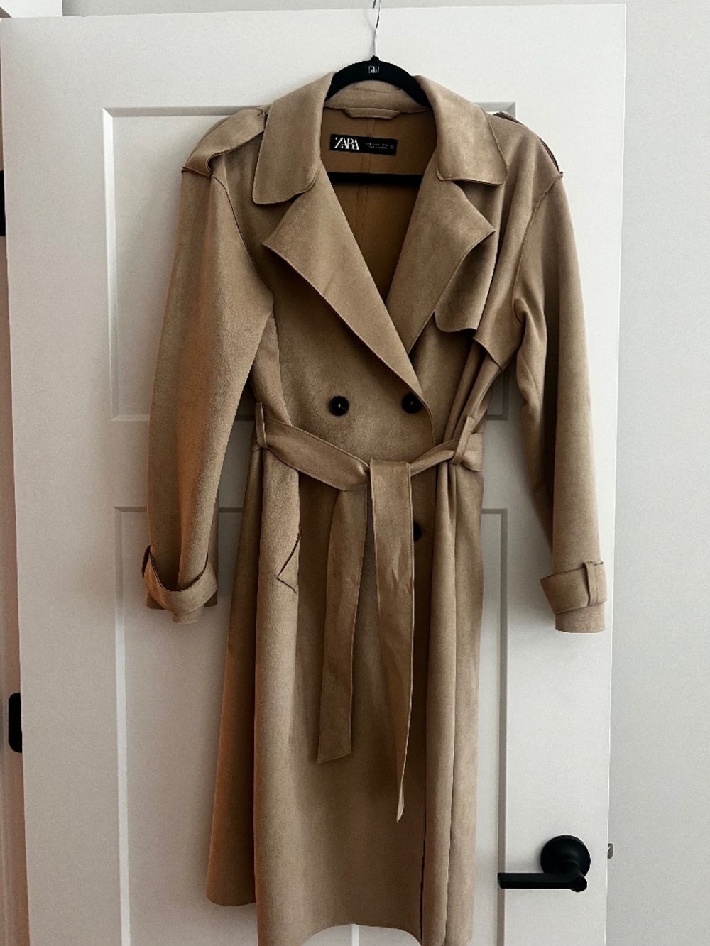 Zara faux suede belted coat